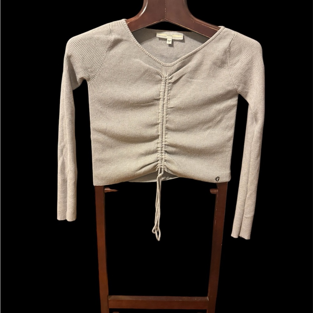 Guess Ruched V-Neck Sweater, creative cropped design size L used once